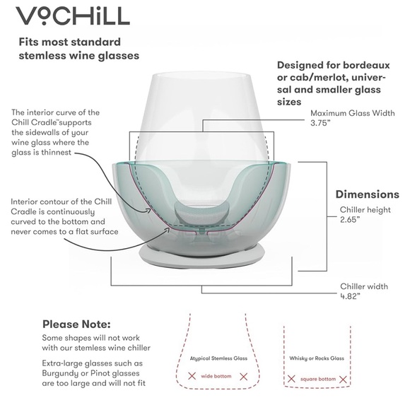 VoChill Stemless Wine Glass Chiller - Picture 4 of 6